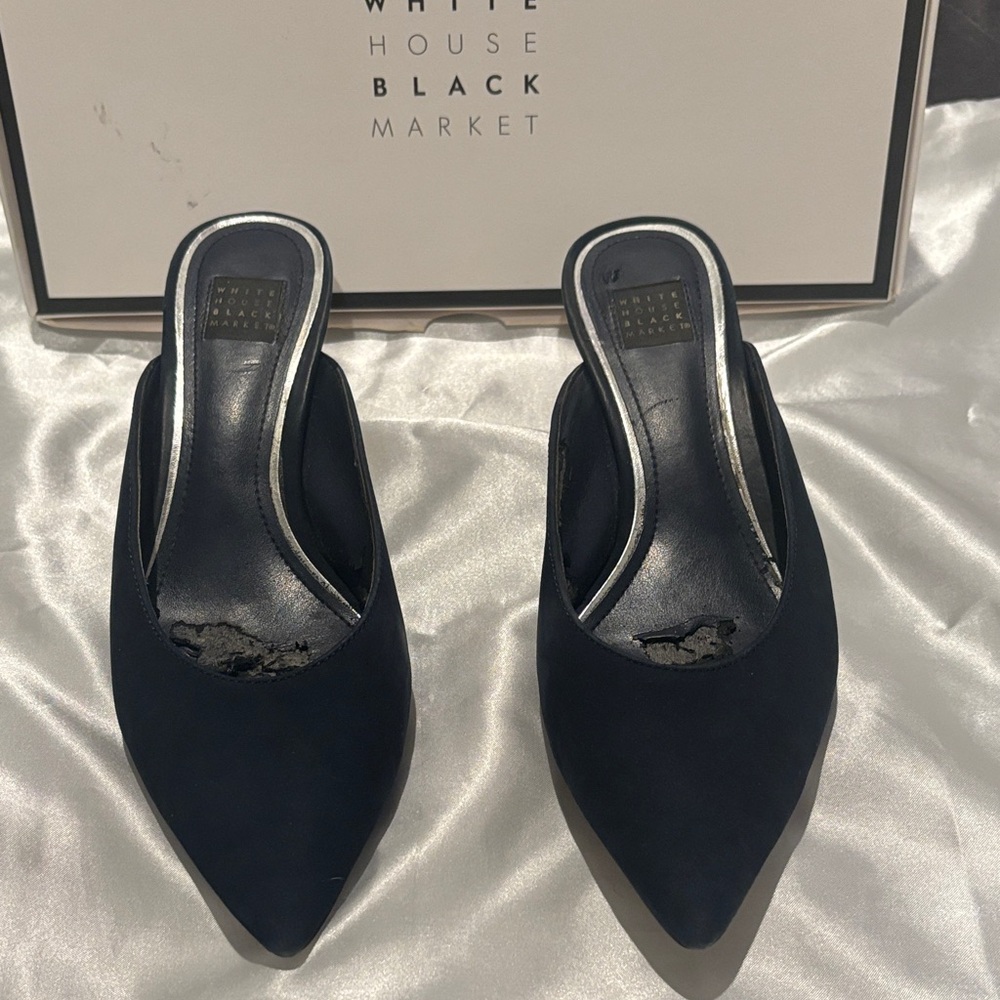 White House Black Market Dark Blue Mules